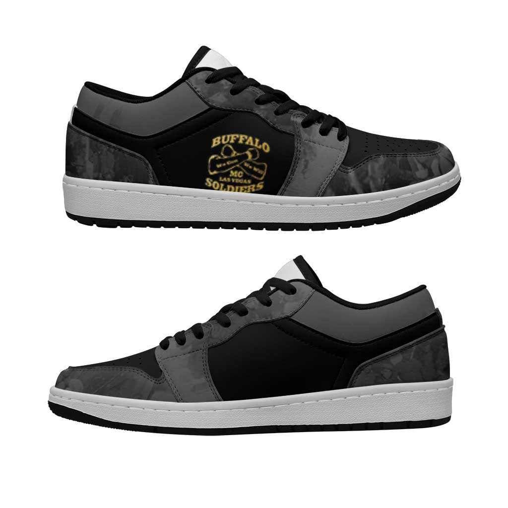 African American Buffalo Soldier Low Sneakers We Can We Will - Black LT15