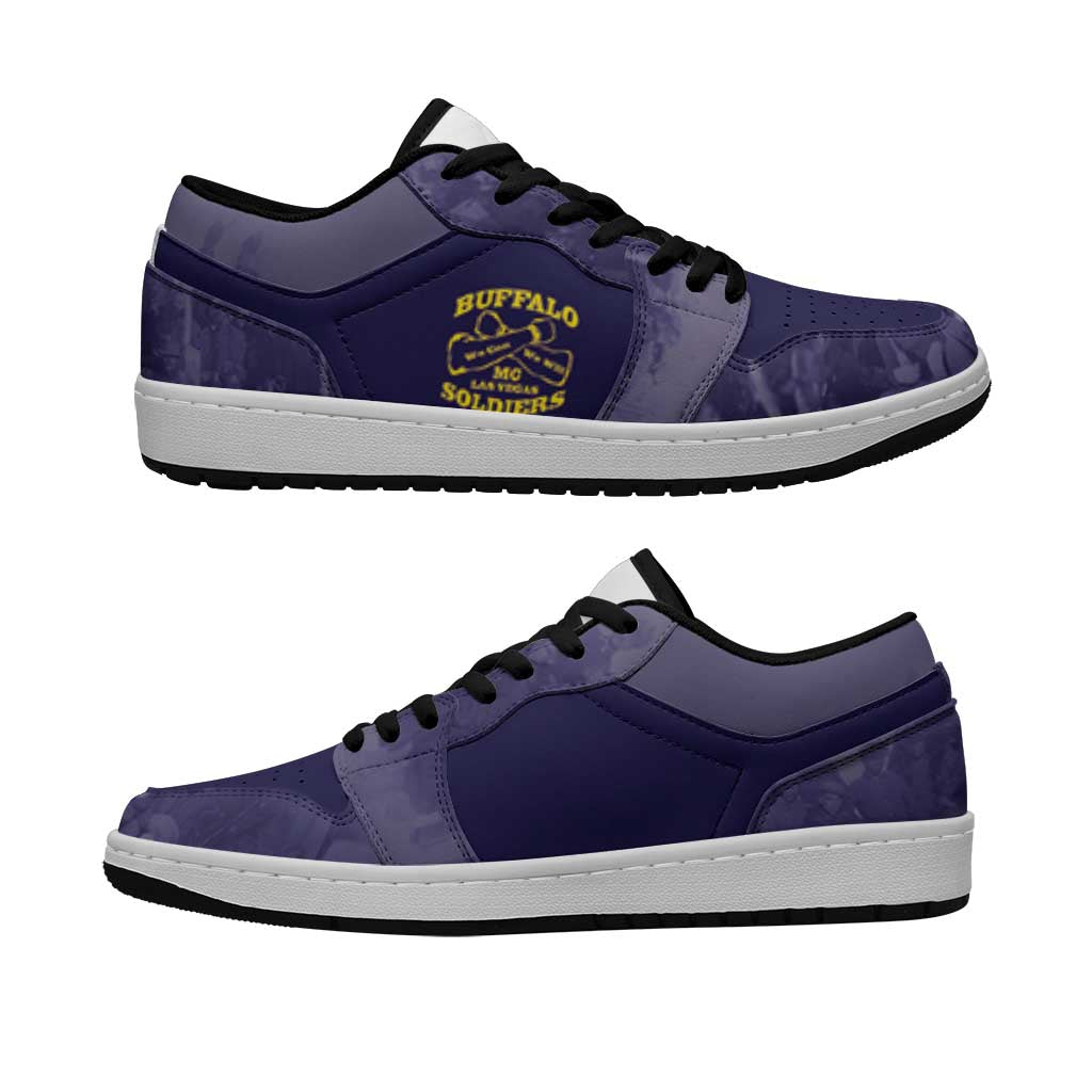African American Buffalo Soldier Low Sneakers We Can We Will - Navy Blue LT15