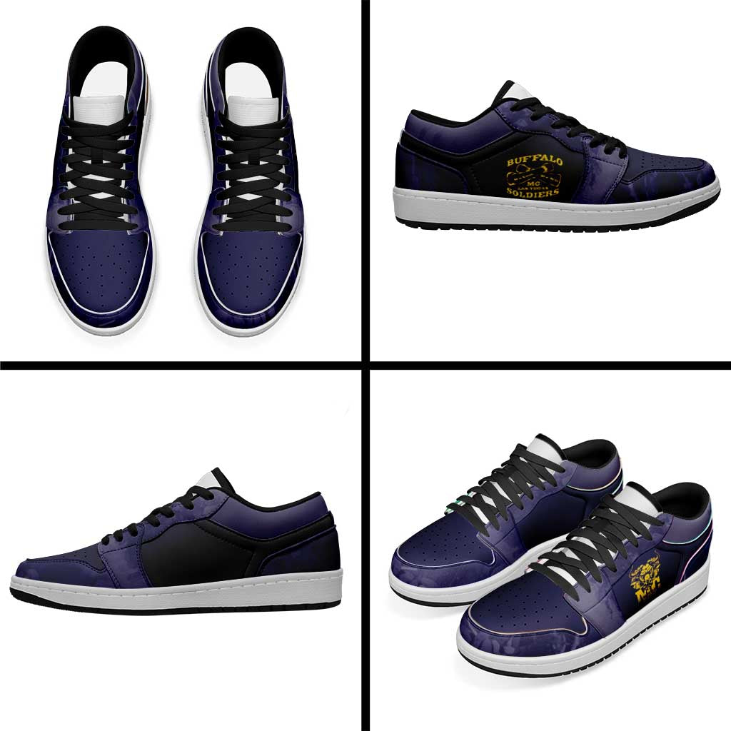 African American Buffalo Soldier Low Sneakers We Can We Will - Navy Blue LT15