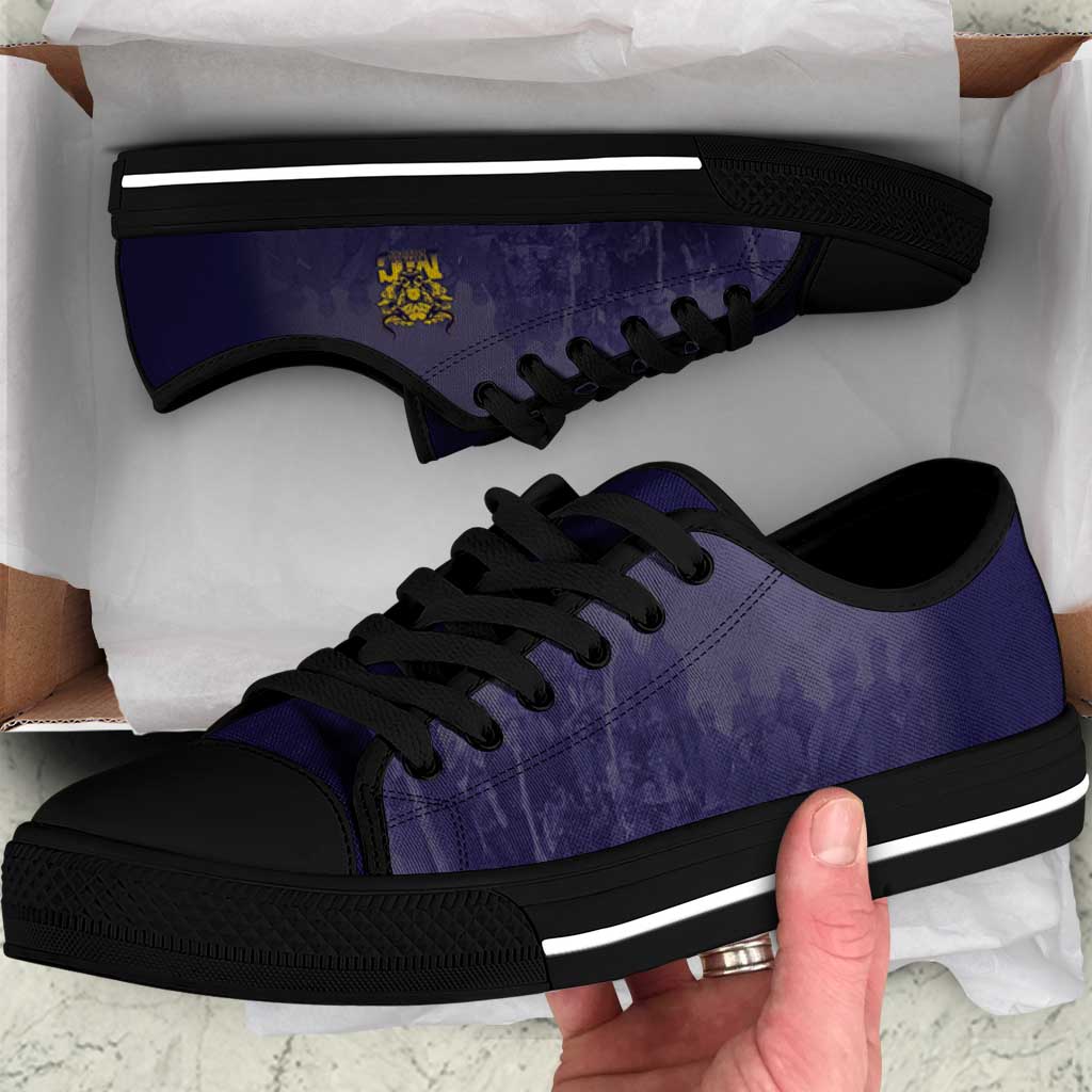 African American Buffalo Soldier Low Top Shoes We Can We Will - Navy Blue - Wonder Print Shop