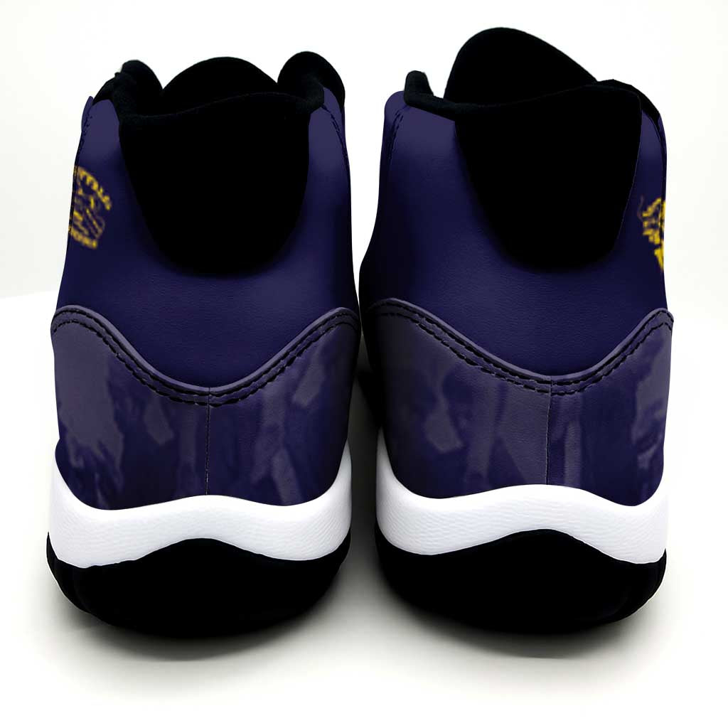 African American Buffalo Soldier Sneakers J11 We Can We Will - Navy Blue - Wonder Print Shop