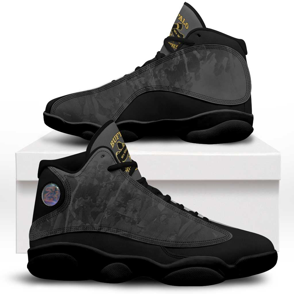 African American Buffalo Soldier Sneakers J13 We Can We Will - Black - Wonder Print Shop