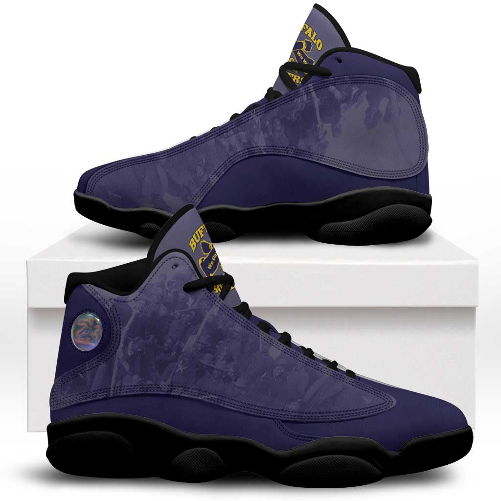 African American Buffalo Soldier Sneakers J13 We Can We Will - Navy Blue - Wonder Print Shop