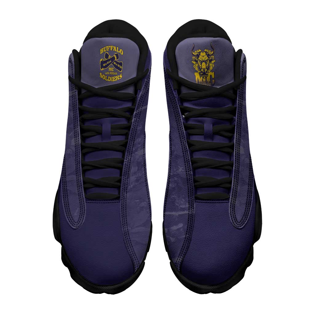 African American Buffalo Soldier Sneakers J13 We Can We Will - Navy Blue - Wonder Print Shop