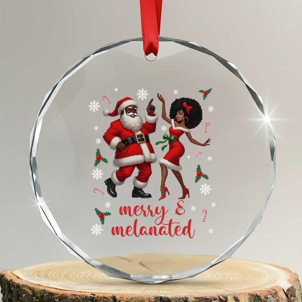 African American Christmas Crystal Glass Ornament Funny Dancing Black Santa And Mrs Claus Merry And Melanated - Wonder Print Shop