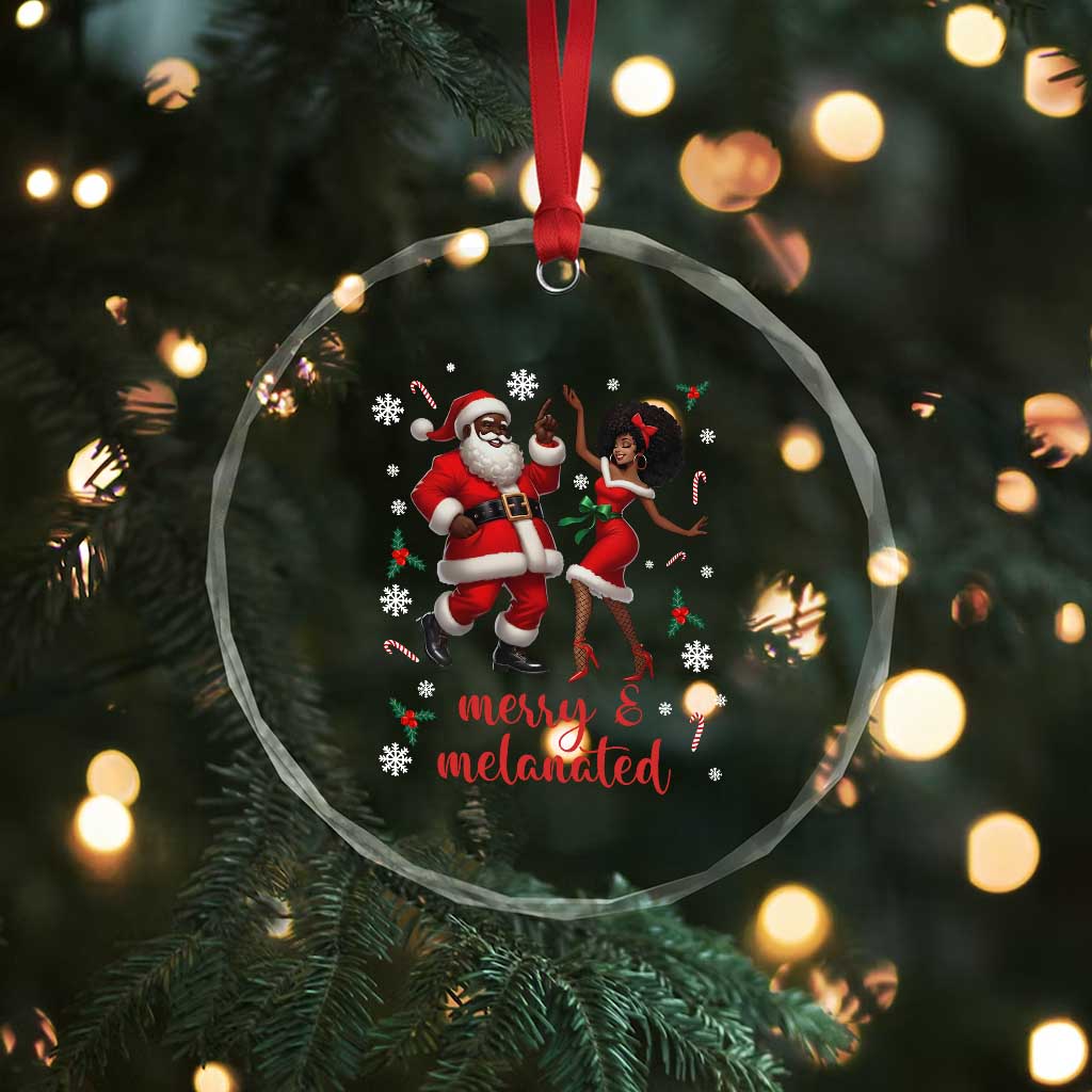 African American Christmas Crystal Glass Ornament Funny Dancing Black Santa And Mrs Claus Merry And Melanated - Wonder Print Shop