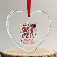 African American Christmas Heart Crystal Glass Ornament Funny Dancing Black Santa And Mrs Claus Merry And Melanated - Wonder Print Shop