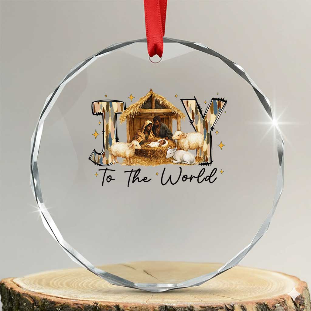 African American Christmas Nativity Scene Crystal Glass Ornament Joy To The World Afro Black Jesus - Wonder Print Shop