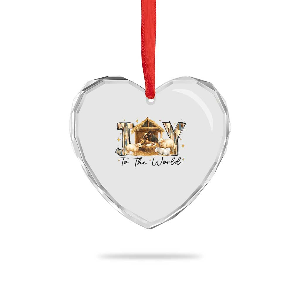 African American Christmas Nativity Scene Heart Crystal Glass Ornament Joy To The World Afro Black Jesus - Wonder Print Shop