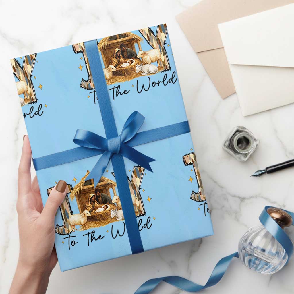 African American Christmas Nativity Scene Wrapping Paper Roll Joy To The World Afro Black Jesus - Wonder Print Shop