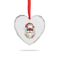 African American Christmas Retro Patchwork Black Santa Heart Crystal Glass Ornament - Wonder Print Shop