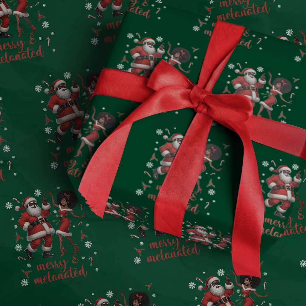 African American Christmas Wrapping Paper Roll Funny Dancing Black Santa And Mrs Claus Merry And Melanated - Wonder Print Shop