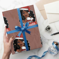 African American Christmas Wrapping Paper Roll Santa's Favorite Melanin Santa Girl - Wonder Print Shop