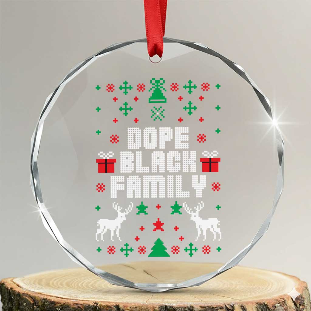 African American Family Crystal Glass Ornament Dope Black Family Matching Ugly Christmas - Wonder Print Shop