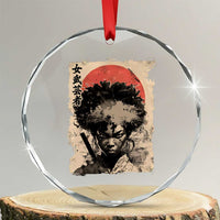 African American Female Samurai Warrior Crystal Glass Ornament Japanese Art Black Onna Bugeisha