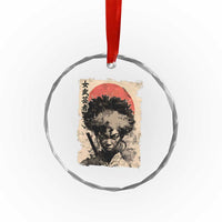 African American Female Samurai Warrior Crystal Glass Ornament Japanese Art Black Onna Bugeisha