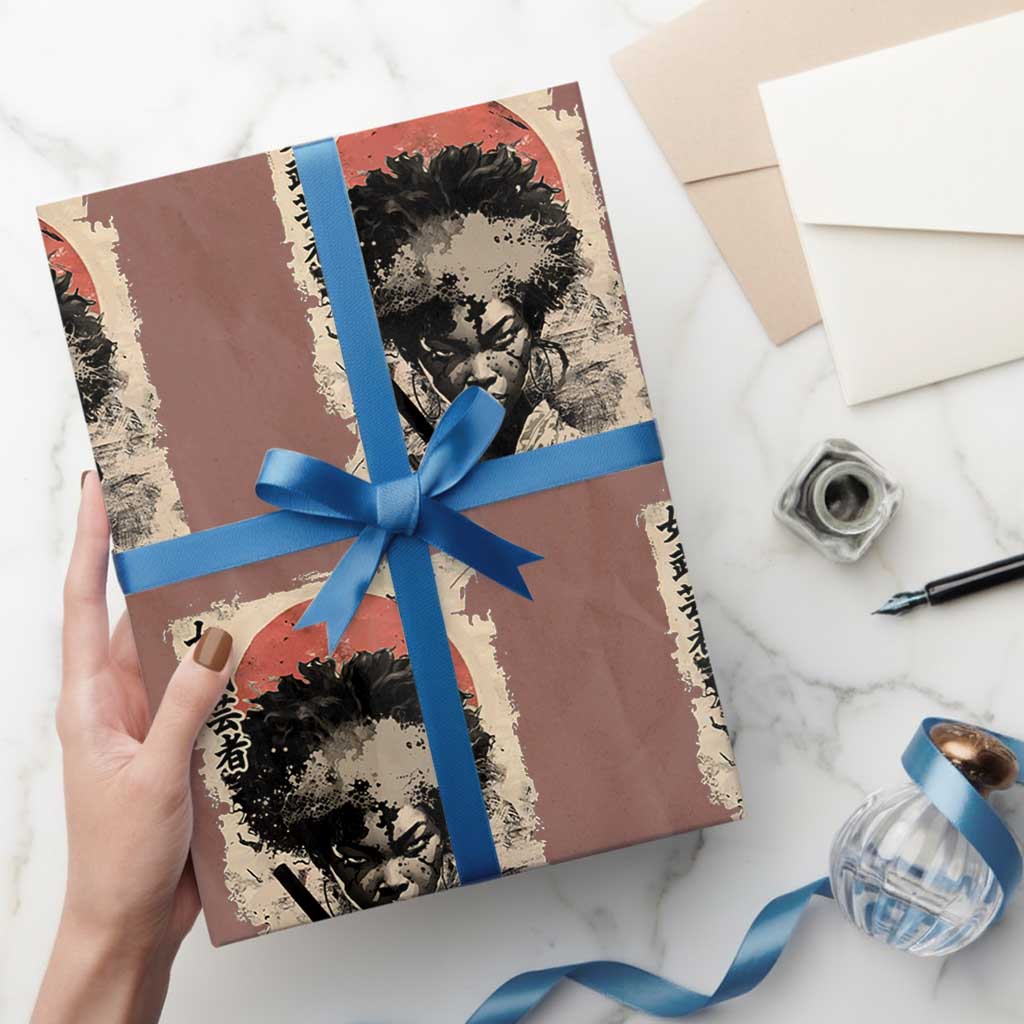African American Female Samurai Warrior Wrapping Paper Roll Japanese Art Black Onna Bugeisha