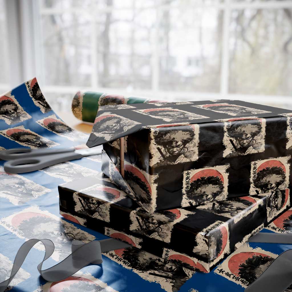 African American Female Samurai Warrior Wrapping Paper Roll Japanese Art Black Onna Bugeisha