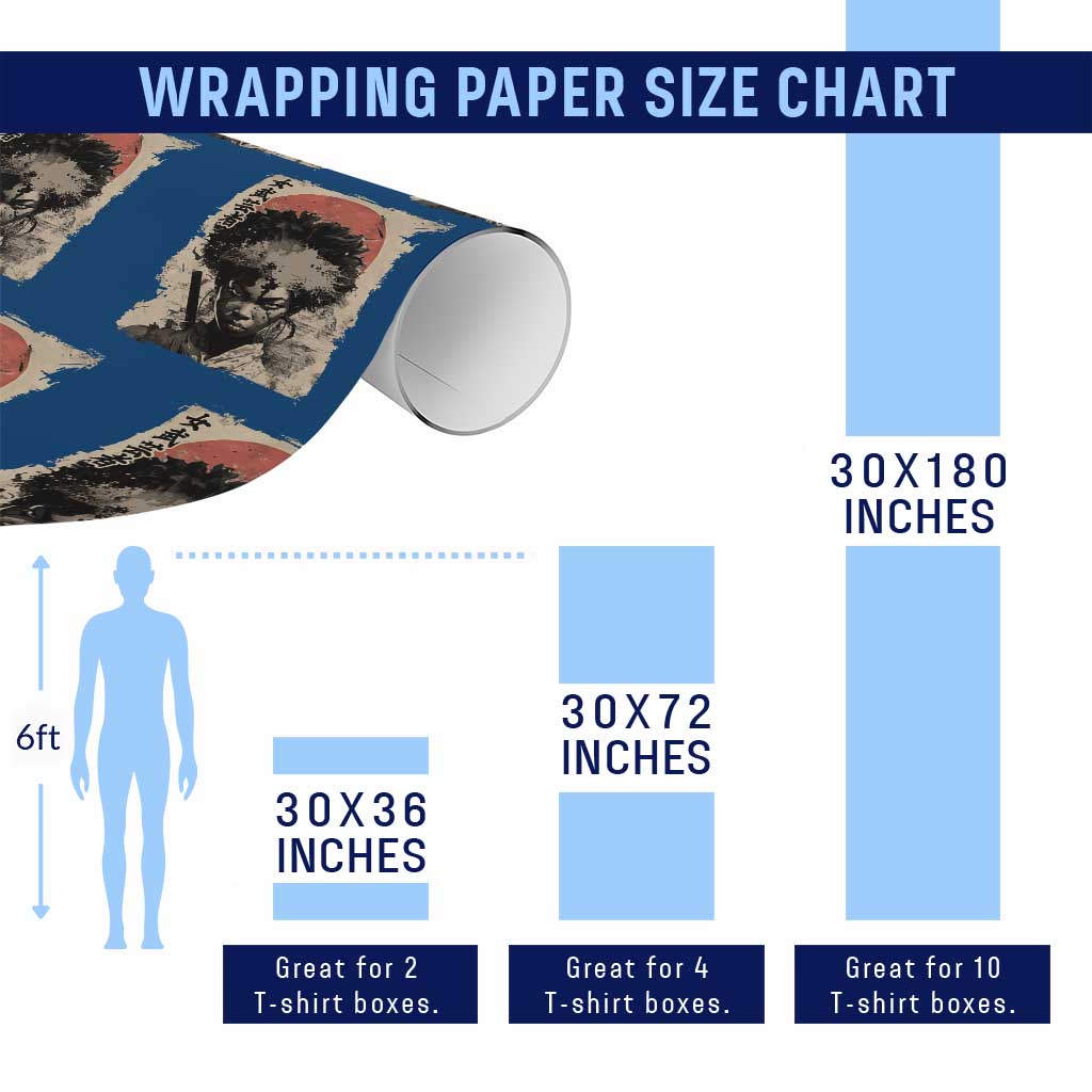 African American Female Samurai Warrior Wrapping Paper Roll Japanese Art Black Onna Bugeisha