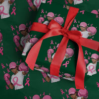 African American Fighter Breast Cancer Awareness Wrapping Paper Roll Pink Ribbon - Wonder Print Shop