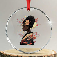 African American Geisha Kimono Blasian Japanese Sakura Crystal Glass Ornament