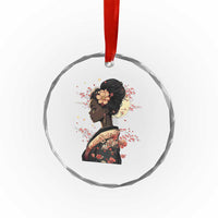African American Geisha Kimono Blasian Japanese Sakura Crystal Glass Ornament