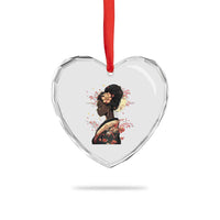 African American Geisha Kimono Blasian Japanese Sakura Heart Crystal Glass Ornament