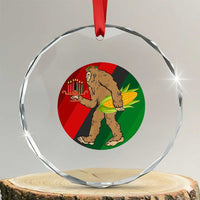 African American Holiday Gift Crystal Glass Ornament Retro Sunset Bigfoot With Kwanzaa Candle TS12