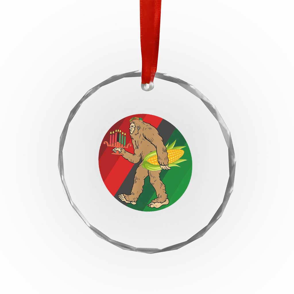 African American Holiday Gift Crystal Glass Ornament Retro Sunset Bigfoot With Kwanzaa Candle TS12