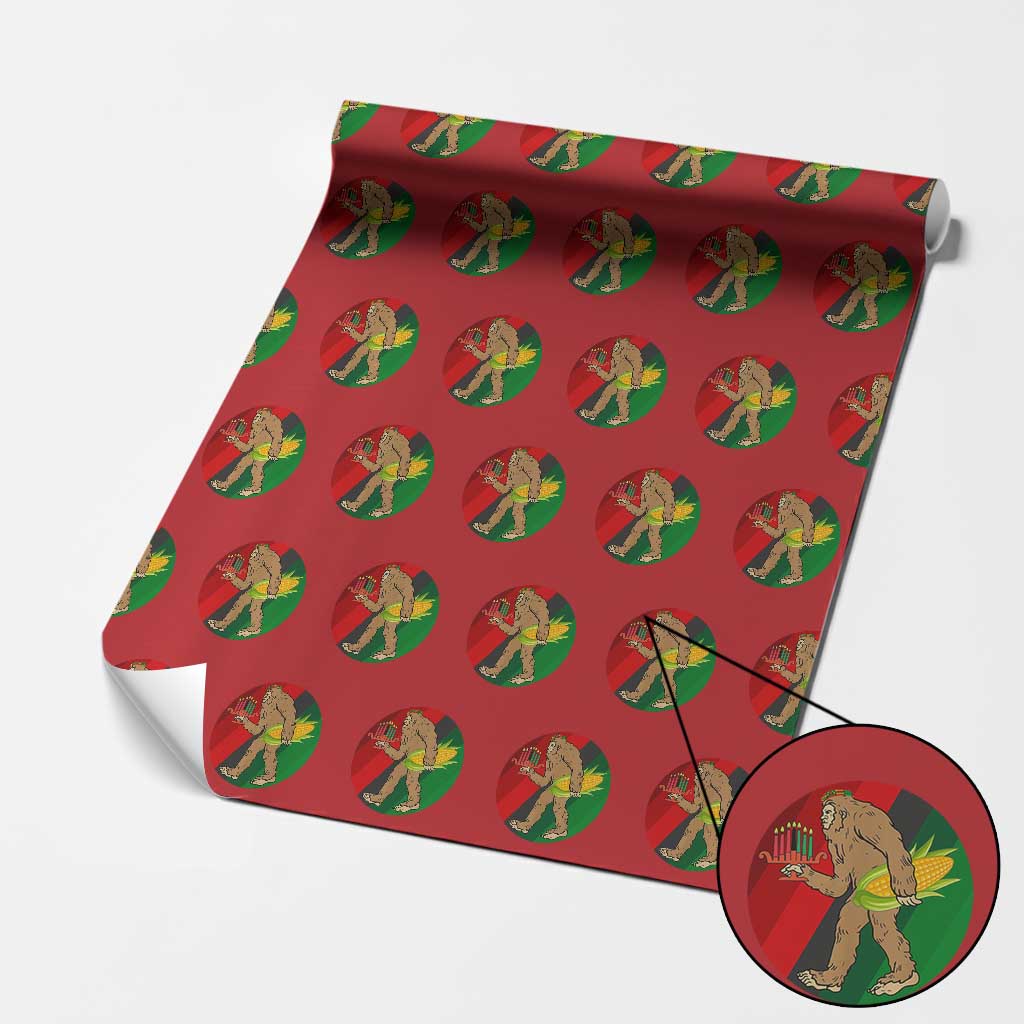 African American Holiday Gift Wrapping Paper Roll Retro Sunset Bigfoot With Kwanzaa Candle - Wonder Print Shop