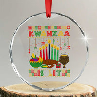 African American Kwanzaa Is Lit Crystal Glass Ornament TS09