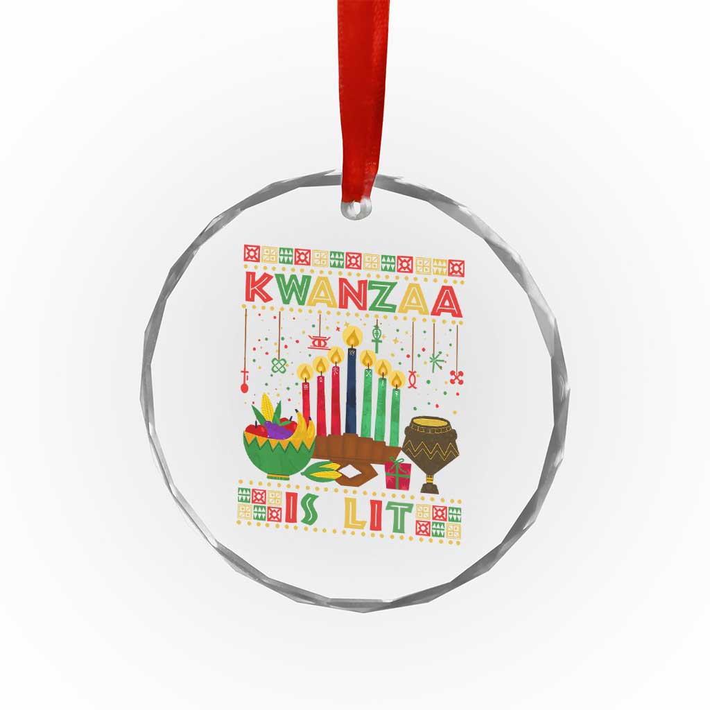 African American Kwanzaa Is Lit Crystal Glass Ornament TS09