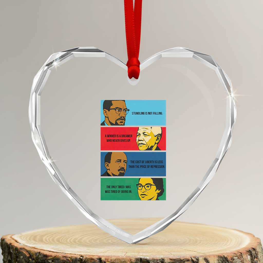 African American Leaders History Quote Gift Heart Crystal Glass Ornament