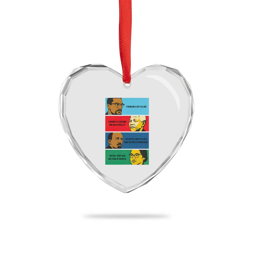 African American Leaders History Quote Gift Heart Crystal Glass Ornament