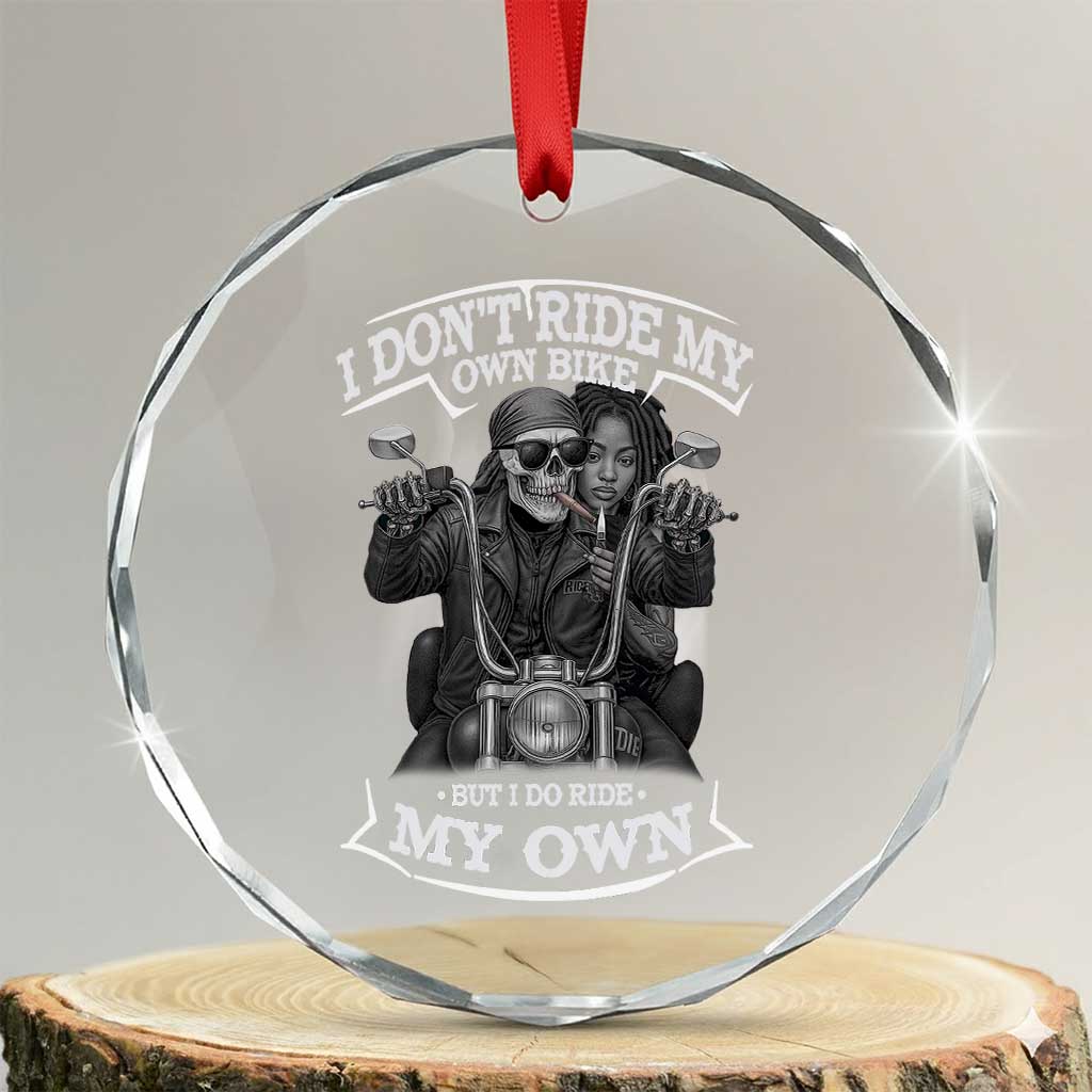 African American Motorcycle Crystal Glass Ornament Skeleton Biker TS14