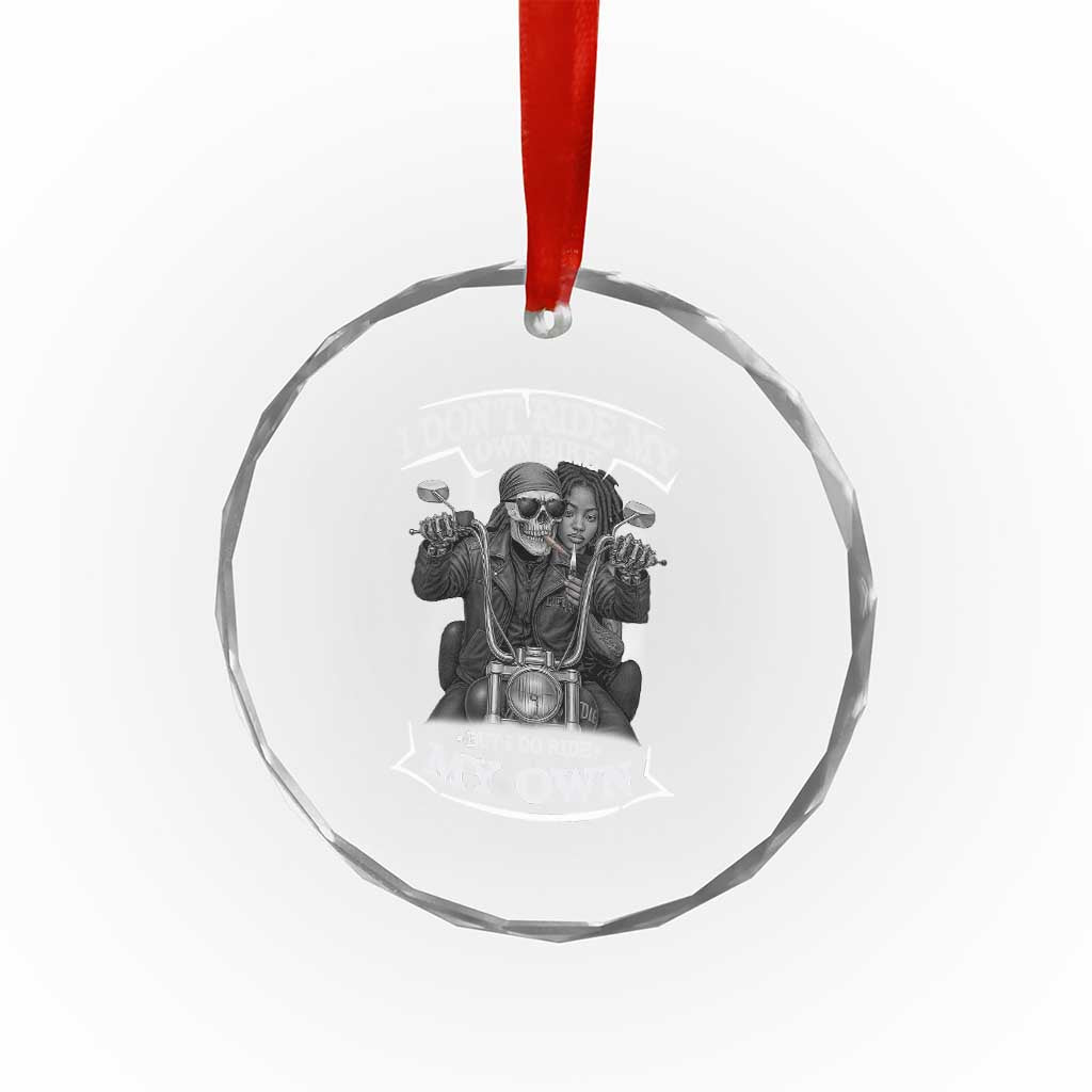 African American Motorcycle Crystal Glass Ornament Skeleton Biker TS14