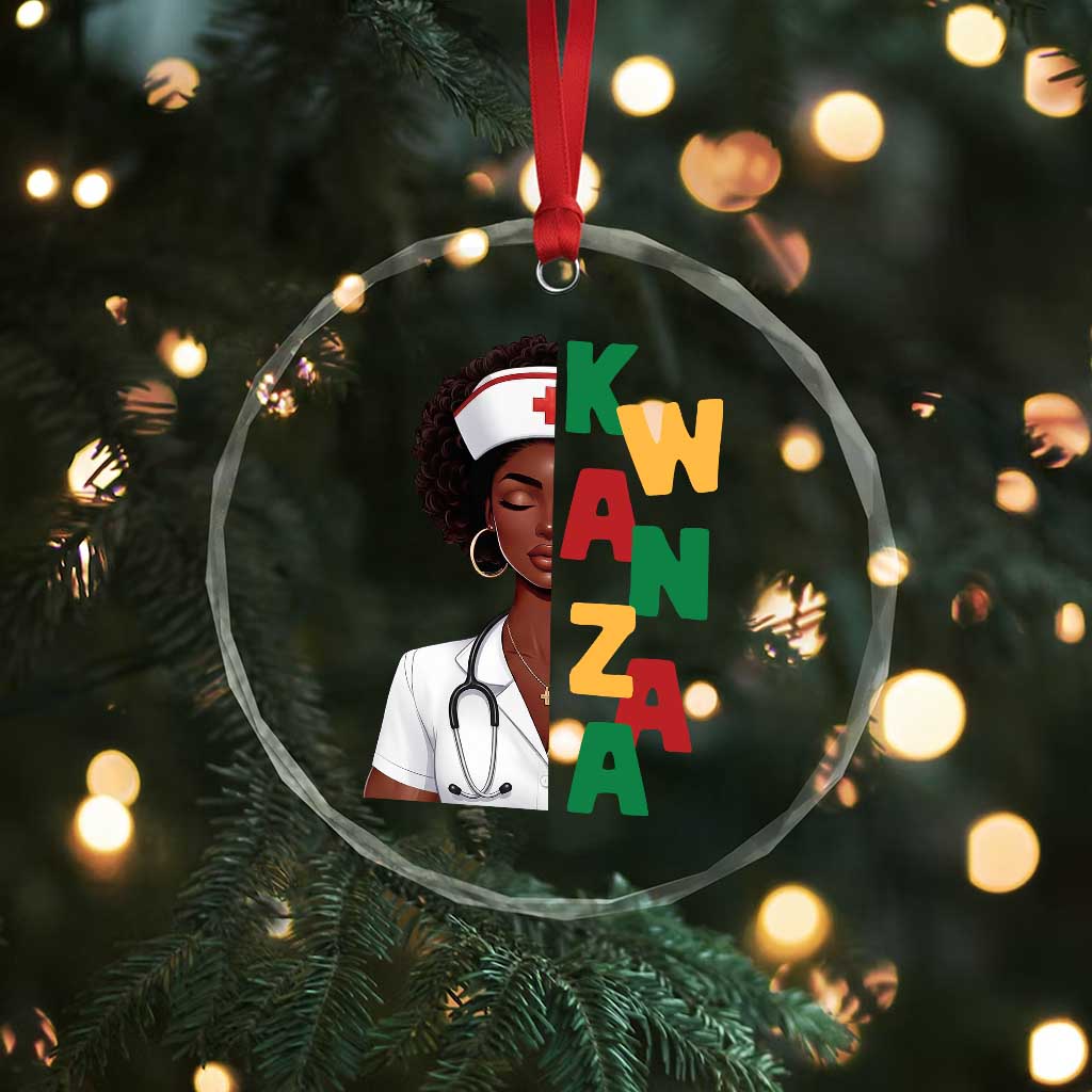 African American Nurse Crystal Glass Ornament Joyful Kwanzaa Celebration Gift - Wonder Print Shop