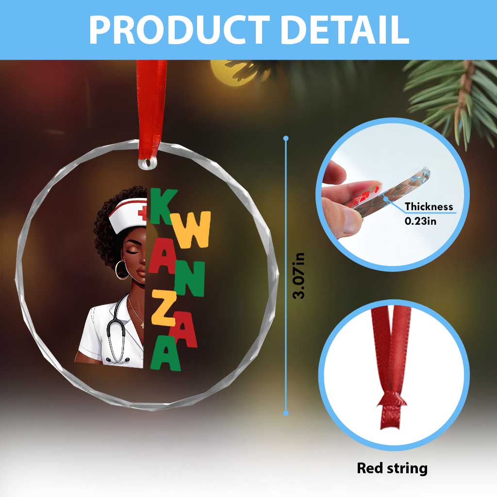 African American Nurse Crystal Glass Ornament Joyful Kwanzaa Celebration Gift - Wonder Print Shop
