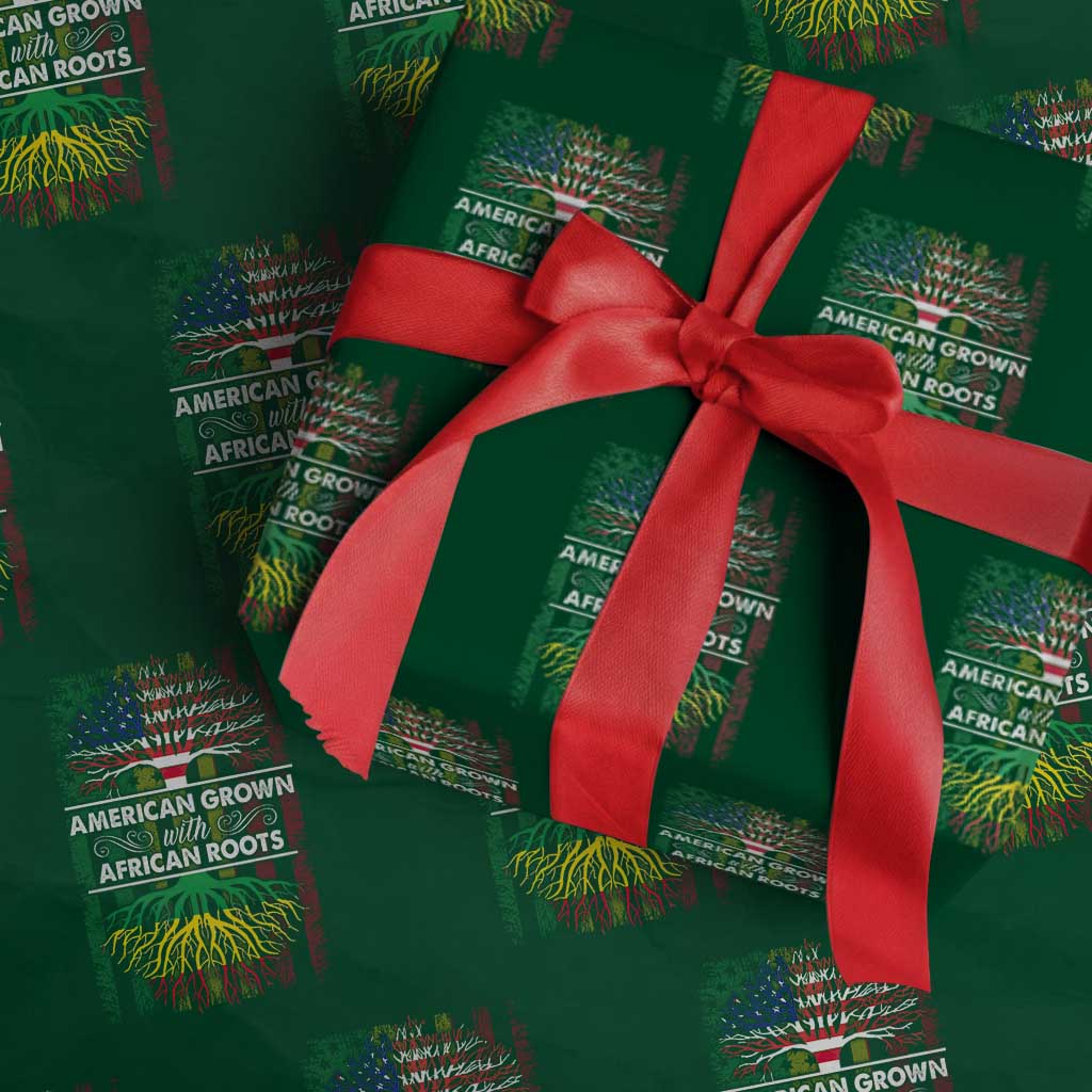 African American Pride Wrapping Paper Roll American Grown With African Roots African American Flag Tree