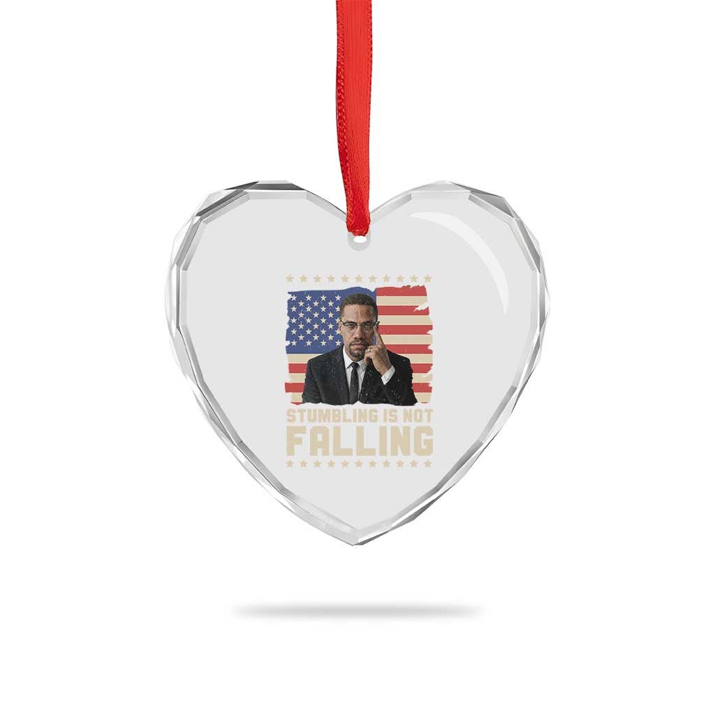 African American Pride Gift Heart Crystal Glass Ornament Malcolm X TS12
