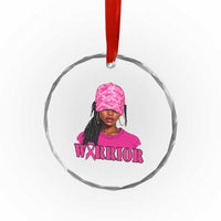 African American Warrior Breast Cancer Crystal Glass Ornament Pink Ribbon TS11