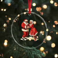 African American Xmas Crystal Glass Ornament Black Santa Mr Mrs Claus Dancing TS09