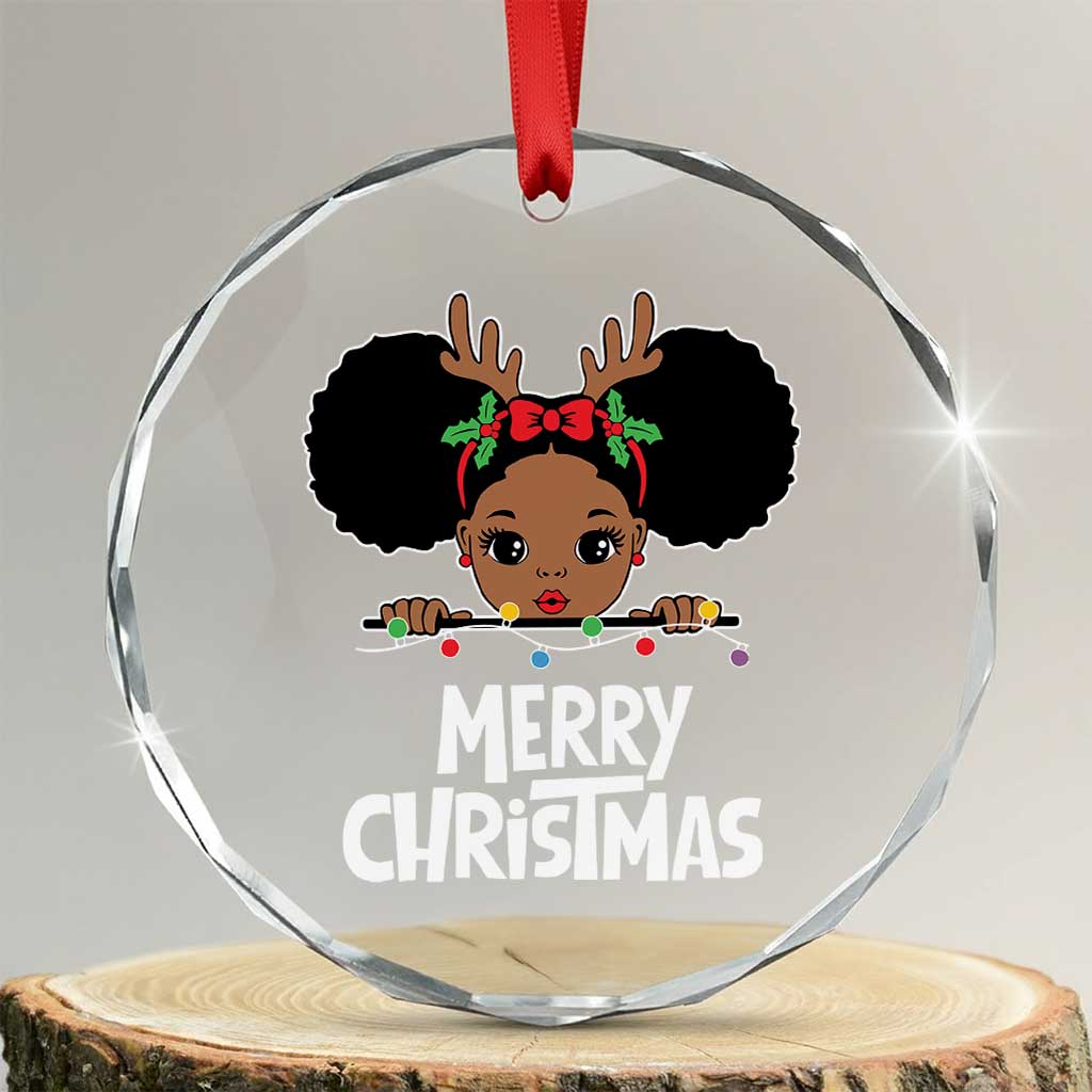 African American Xmas Crystal Glass Ornament Cute Black Girl Kids Merry Christmas TS09