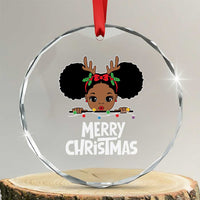 African American Xmas Crystal Glass Ornament Cute Black Girl Kids Merry Christmas TS09