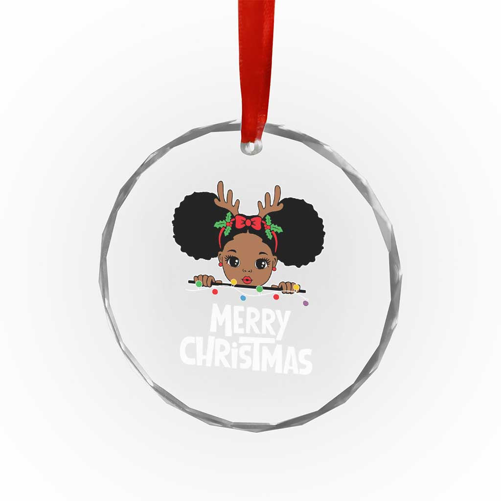 African American Xmas Crystal Glass Ornament Cute Black Girl Kids Merry Christmas TS09