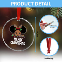 African American Xmas Crystal Glass Ornament Cute Black Girl Kids Merry Christmas TS09