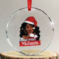 African American Xmas Crystal Glass Ornament Santa's Favorite Melanin Santa Girl TS11