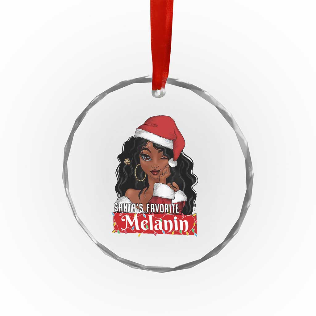 African American Xmas Crystal Glass Ornament Santa's Favorite Melanin Santa Girl TS11