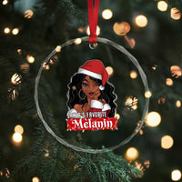 African American Xmas Crystal Glass Ornament Santa's Favorite Melanin Santa Girl TS11