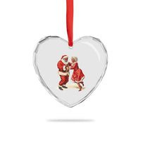 African American Xmas Heart Crystal Glass Ornament Black Santa Mr Mrs Claus Dancing - Wonder Print Shop